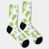 Chaussette Pattern of Green Elephants, Cute Elephants, stars (Droite)