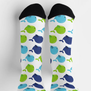 Chaussette Pattern of Whales, Cute Whales, Sea Animals