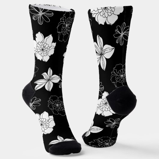 Chaussette Patters de Black & White Floral (Angulaire)