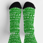 Chaussette Pavillon Dessiné Salutation De Noël En Vert Et Bla (Haut)