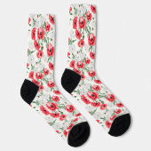 Chaussette Pavot rouge sur blanc, floral (Droite)
