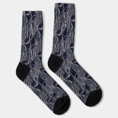Chaussette PCB Quirky Abstrait électronique Geek Marine Blue  (Droite)