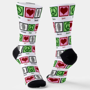 Chaussette Peace Love Forensics Science Cool Empreinte