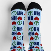 Chaussette Peace Love HR Cute Ressources humaines Bleu (Haut)
