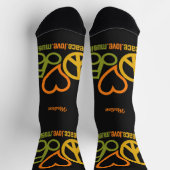 Chaussette Peace Love Music nom personnalisé (Haut)
