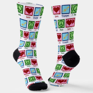 Chaussette Peace Love Trumpet Mignonne Band