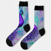 Chaussette Peacock violet Whimsical avec plumes de queue (Gauche)