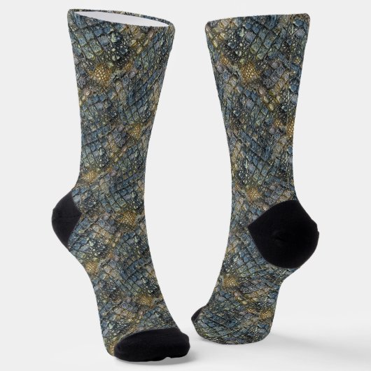 Chaussette Peau de crocodile imitation. Impression animale. (Angulaire)