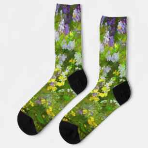 Chaussette Peinture à l'impasto de fleurs sauvages - Art flor
