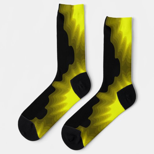 Chaussette Peinture abstraite noire et jaune (Gauche)