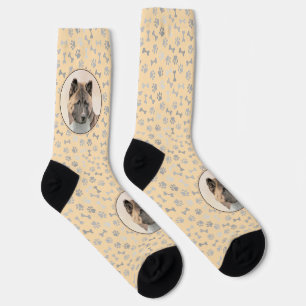 Chaussette Peinture Akita - Art de chien original mignon