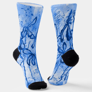 Chaussette Peinture bleue Splatter & Lys
