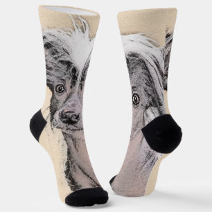 Chaussette Peinture Chinoise sans cheveux peint art original