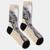 Chaussette Peinture Chinoise sans cheveux peint art original  (Droite)