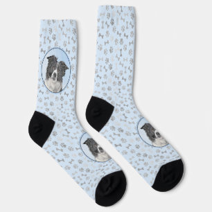 Chaussette Peinture de Border Collie - Art original de chien 