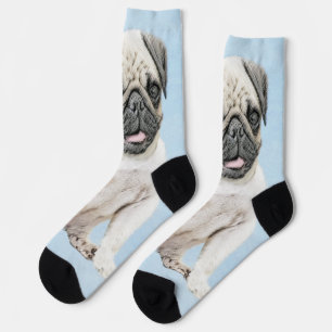 Chaussette Peinture de Carlin - Art Original Mignon de Chien