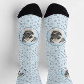 Chaussette Peinture de carlin - Joli art original de chien (Haut)