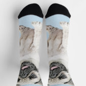 Chaussette Peinture de carlin - Joli art original de chien (Haut)