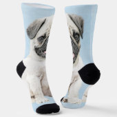 Chaussette Peinture de carlin - Joli art original de chien (Angulaire)