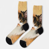 Chaussette Peinture de chat Calico - Cute Original Cat Art (Gauche)