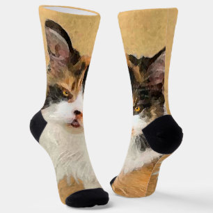 Chaussette Peinture de chat Calico - Cute Original Cat Art
