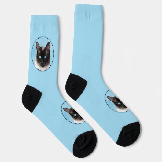 Chaussette Peinture de chats de Siamese Art animal original (Droite)