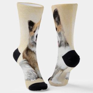Chaussette Peinture de Chien Islandais - Art Original de Chie