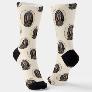 Chaussette Peinture de chien originale en noir et Tan