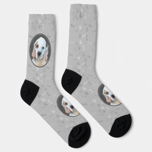 Chaussette Peinture de Clumber Spaniel - Art original de chie (Droite)