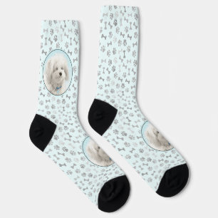 Chaussette Peinture de Coton de Tuléar - Art de chien origina