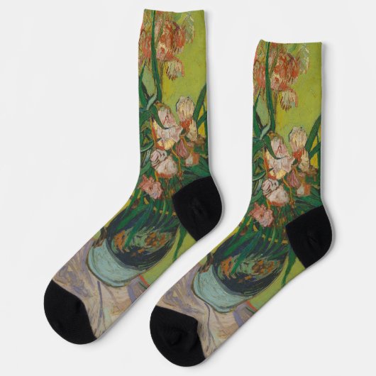 Chaussette Peinture de fleur d'oléandre de Vincent Van Gogh (Gauche)