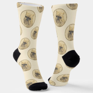 Chaussette Peinture de Griffon bruxellois Chien rouge rugueux