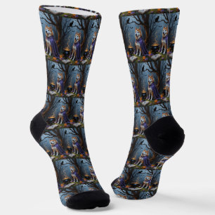 Chaussette Peinture de Halloween fantaisiste de chien Akita