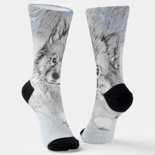 Chaussette Peinture de Keeshond Beth - Art de chien original