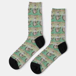 Chaussette Peinture de loutre de rivière enjouée