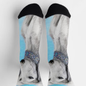 Chaussette Peinture de Saluki (Argent) - Joli art original de (Haut)