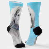 Chaussette Peinture de Saluki (Argent) - Joli art original de (Angulaire)