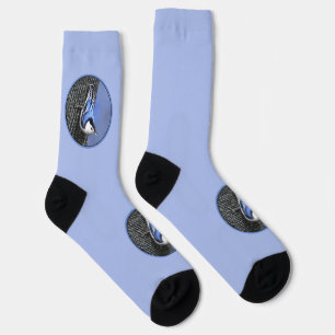 Chaussette Peinture de sittelle à poitrine blanche Art d'oise