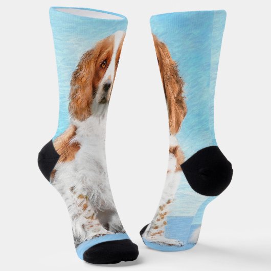 Chaussette Peinture d'espagnol Welsh Springer - Art original  (Angulaire)