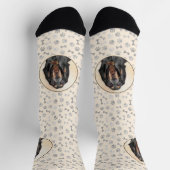 Chaussette Peinture en noir et blanc - Art original Chien (Haut)