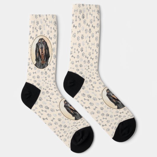 Chaussette Peinture en noir et blanc - Art original Chien (Droite)