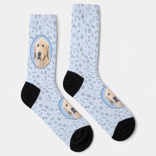 Chaussette Peinture Golden Retriever - Joli art original chie (Droite)