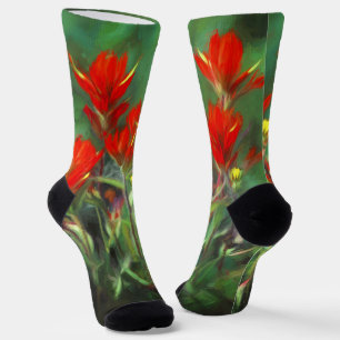 Chaussette Peinture indienne de pinceau - Art Fleur original