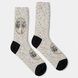 Chaussette Peinture Keeshond Brothers - Art Chien original