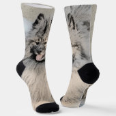 Chaussette Peinture Keeshond Brothers - Art Chien original (Angulaire)
