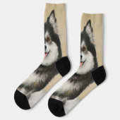 Chaussette Peinture Lapphund Finlandaise - Joli art original  (Gauche)
