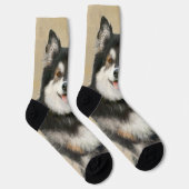 Chaussette Peinture Lapphund Finlandaise - Joli art original  (Droite)