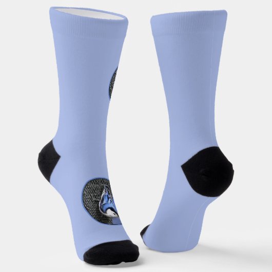 Chaussette Peinture Nuthatch à poitrine blanche Art original (Angulaire)