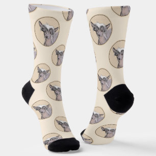 Chaussette Peinture originale de chien nu chinois crêté