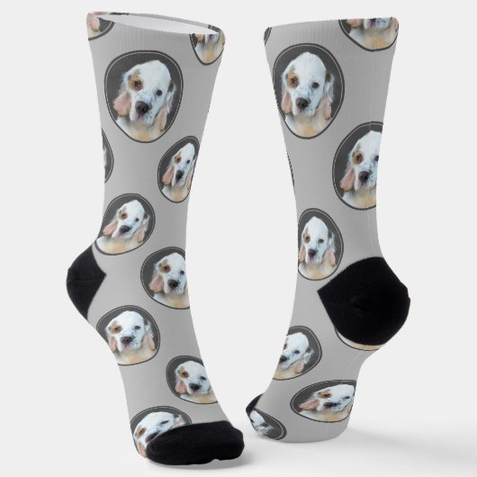 Chaussette Peinture originale de chiot Clumber Spaniel Art de (Angulaire)